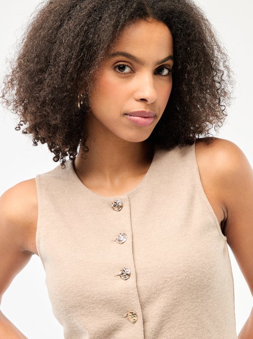 Mouwloze geknoopte top van zacht tricot - Kiabi