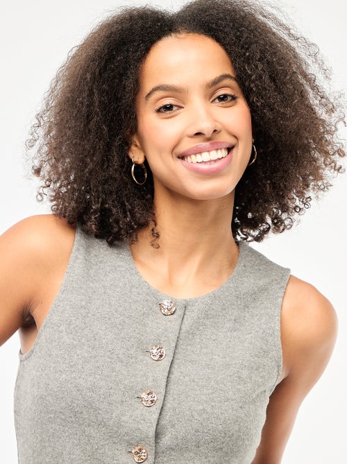 Mouwloze geknoopte top van zacht tricot - Kiabi