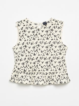 Mouwloze gewafelde blouse