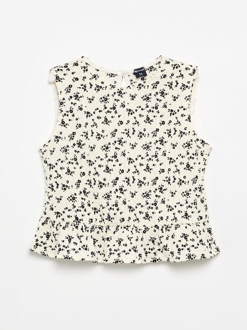 Mouwloze gewafelde blouse - Kiabi