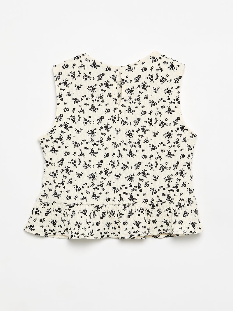 Mouwloze gewafelde blouse Biege - Kiabi