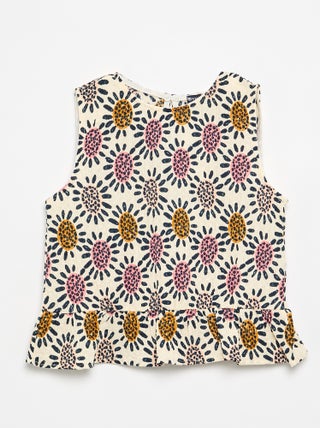 Mouwloze gewafelde blouse