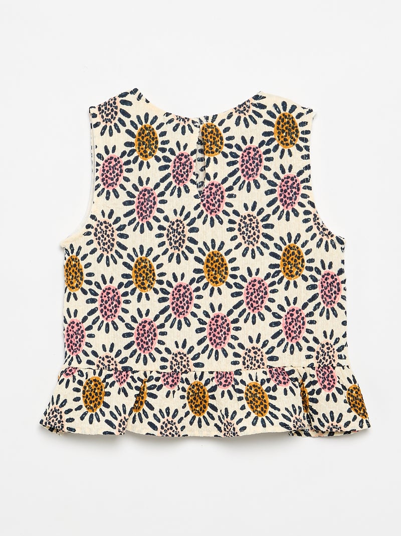 Mouwloze gewafelde blouse Biege - Kiabi
