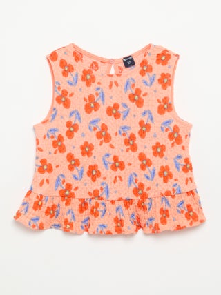 Mouwloze gewafelde blouse