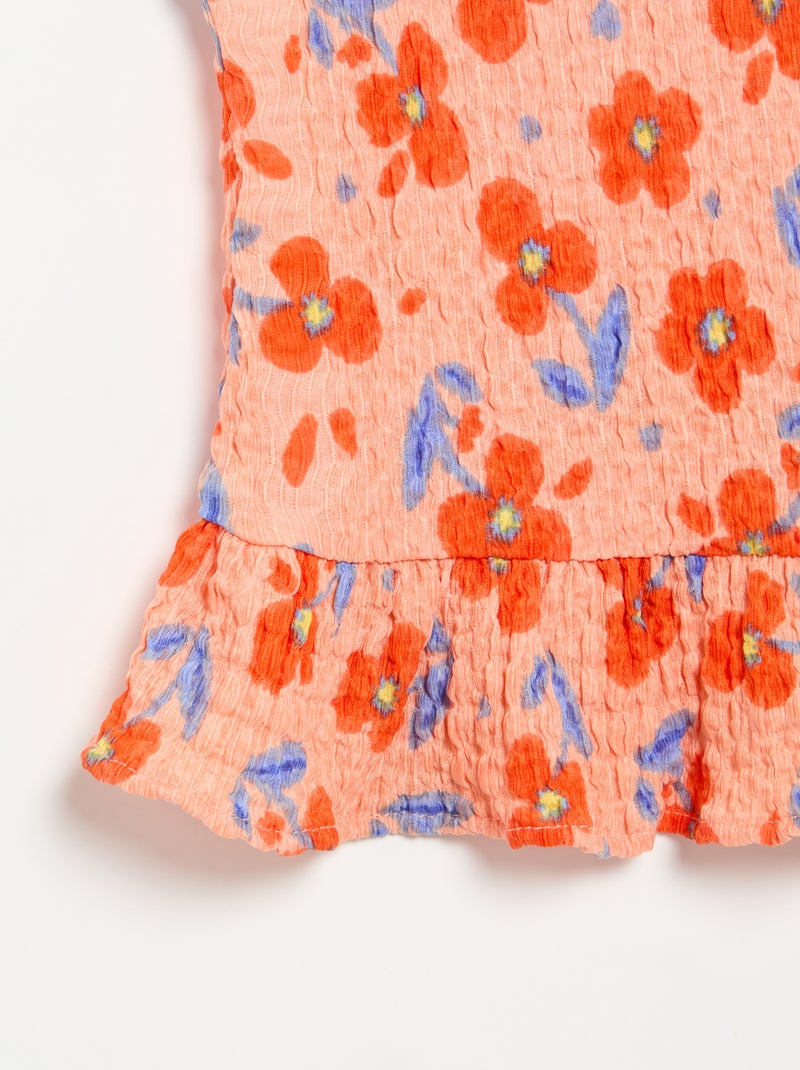 Mouwloze gewafelde blouse Oranje - Kiabi