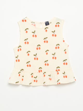 Mouwloze gewafelde blouse