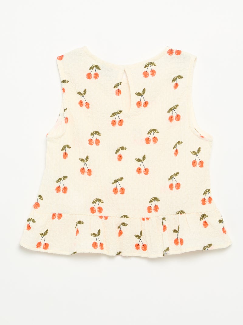Mouwloze gewafelde blouse Wit - Kiabi