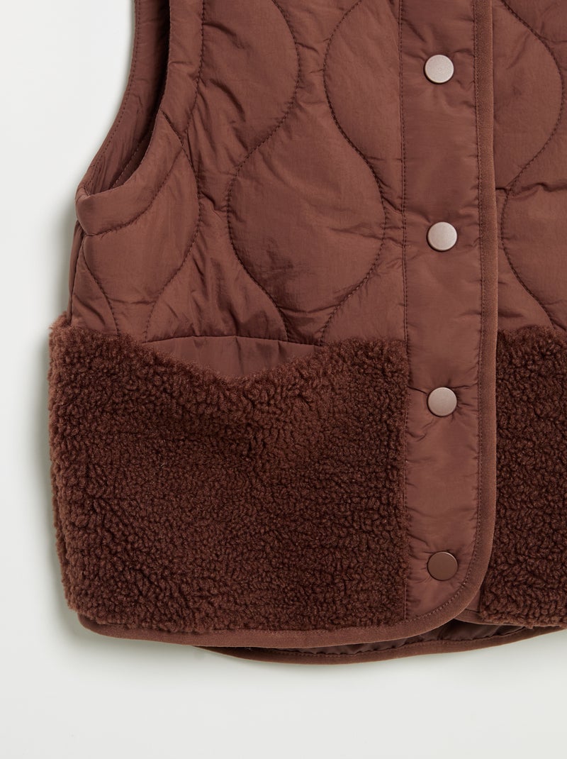 Mouwloze gewatteerde bodywarmer Bruin - Kiabi