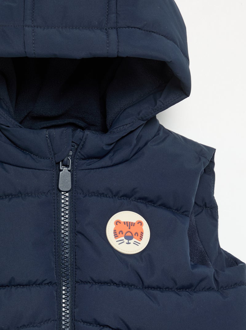 Mouwloze gewatteerde jas met capuchon Blauw - Kiabi