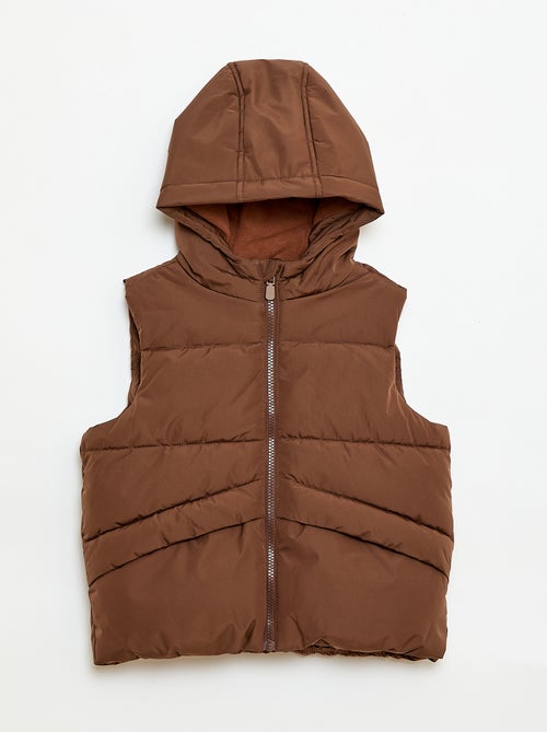 Mouwloze gewatteerde jas met kap - Kiabi