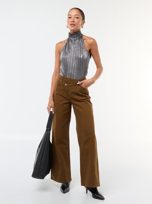 Mouwloze haltertop van plissétricot - Kiabi