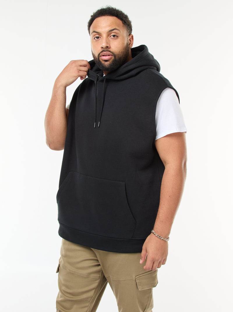 Mouwloze hoodie met kangoeroezak zwart - Kiabi
