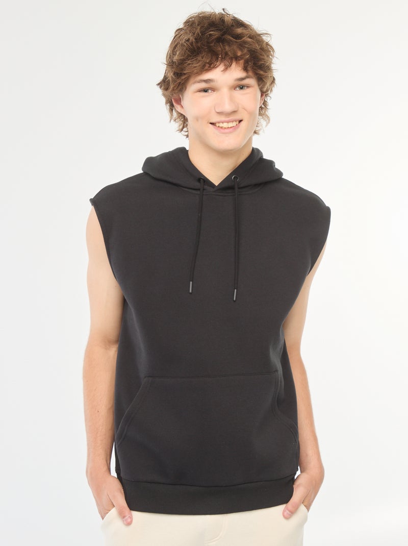 Mouwloze hoodie van warme joggingstof zwart - Kiabi