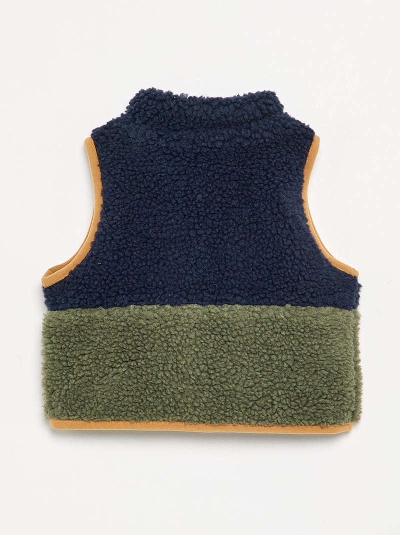 Mouwloze jas met schapenvachteffect Blauw - Kiabi