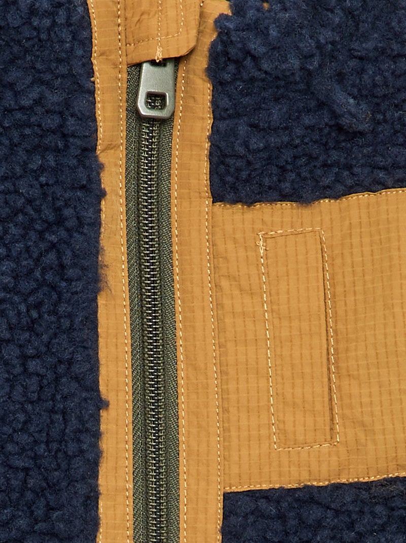 Mouwloze jas met schapenvachteffect Blauw - Kiabi
