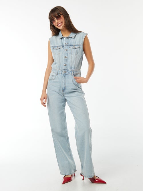 Mouwloze jumpsuit van spijkerstof - Kiabi