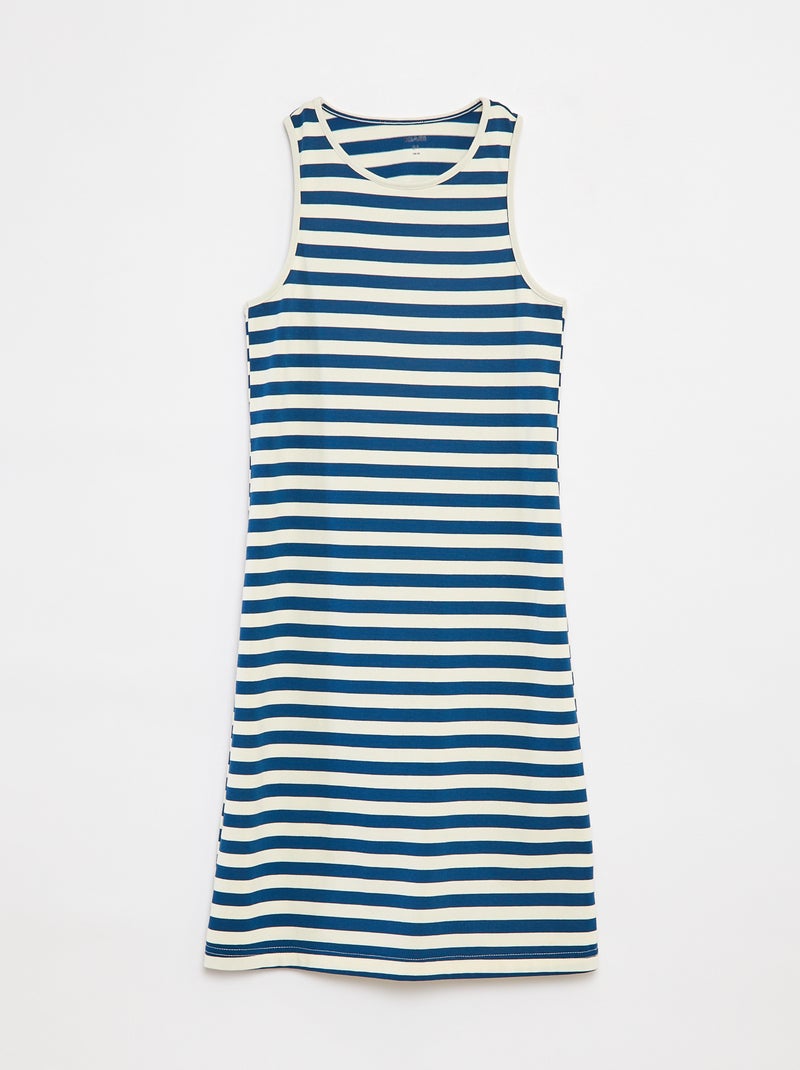 Mouwloze jurk met blote rug Blauw - Kiabi