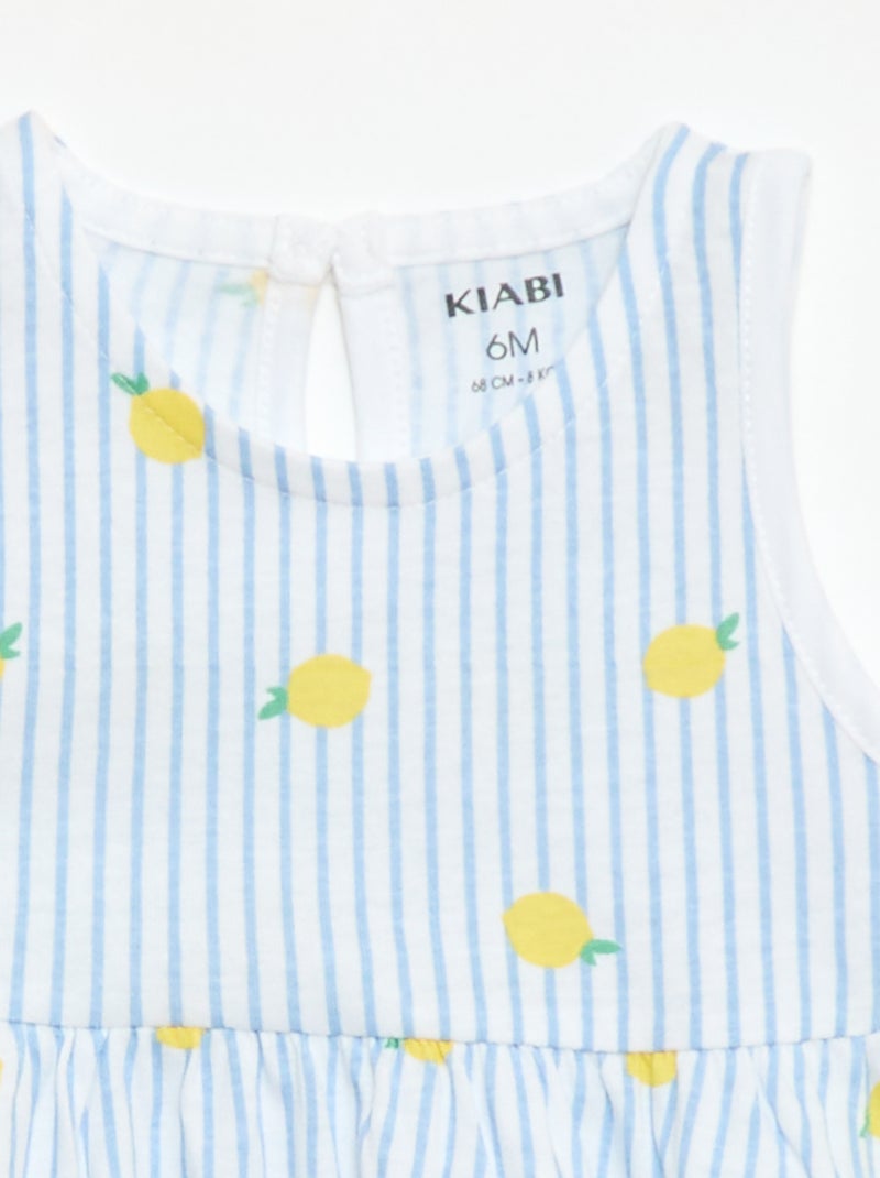 Mouwloze jurk met tekstprint Blauw - Kiabi