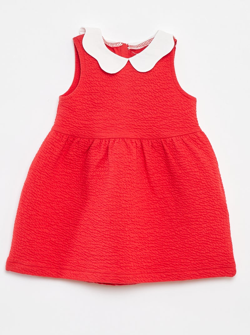 Mouwloze jurk van kreukeltricot met motiefje ROOD - Kiabi