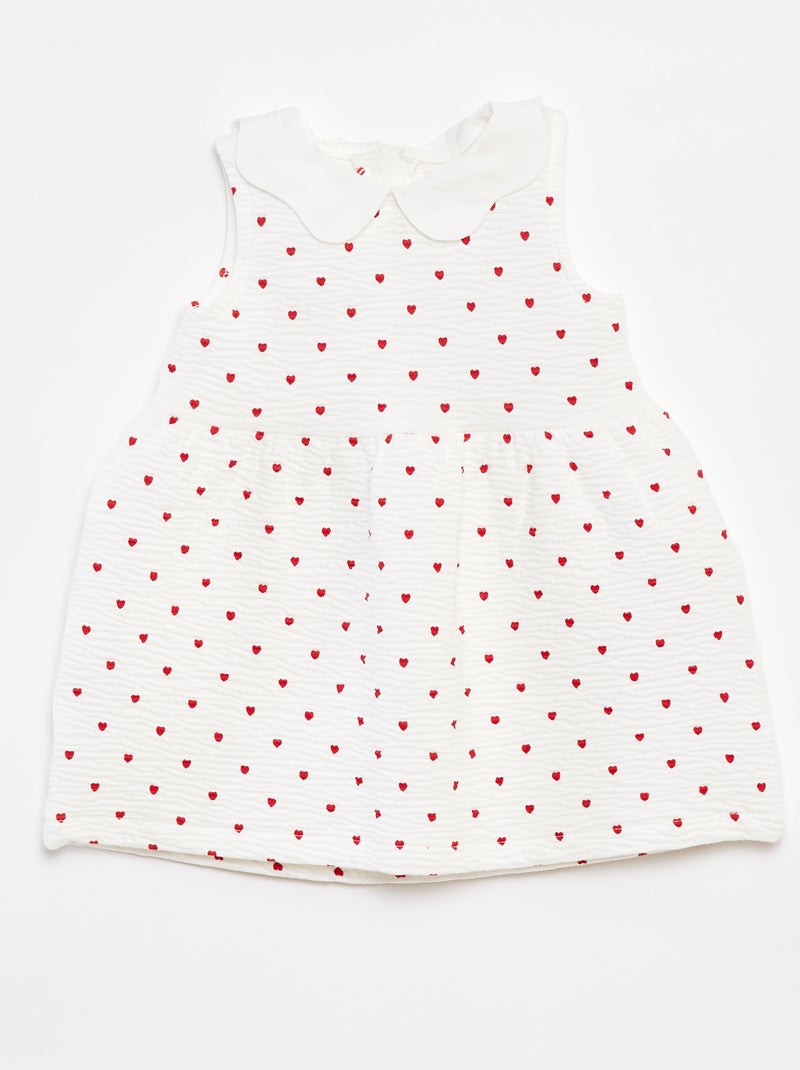 Mouwloze jurk van kreukeltricot met motiefje WIT - Kiabi