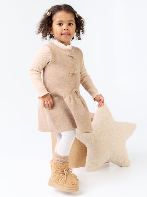 Mouwloze jurk van tricot met strikjes - Kiabi