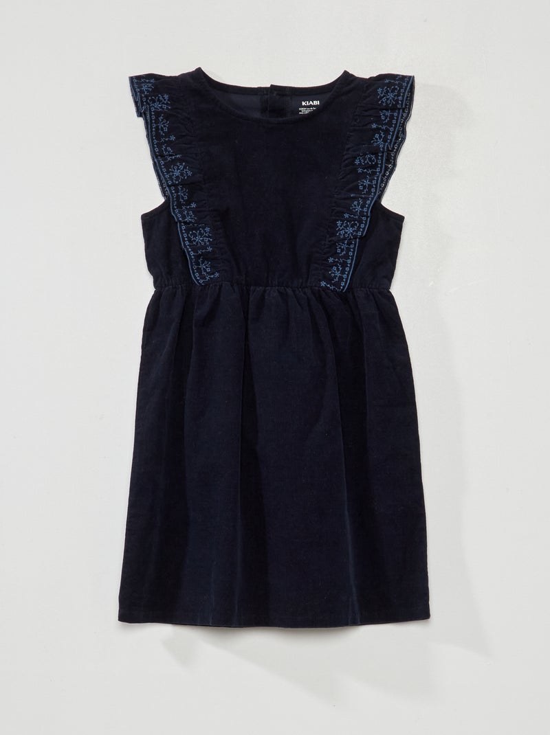 Mouwloze jurk van velours BLAUW - Kiabi