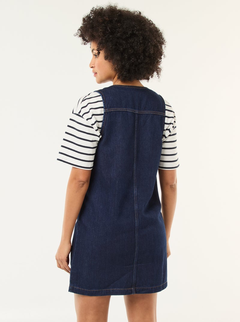 Mouwloze, katoenen spijkerjurk Blauw - Kiabi
