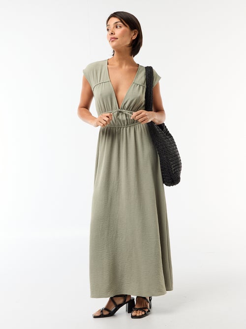 Mouwloze lange jurk met knoop - Kiabi