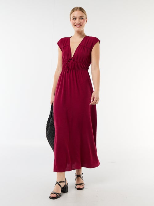 Mouwloze lange jurk met knoop - Kiabi