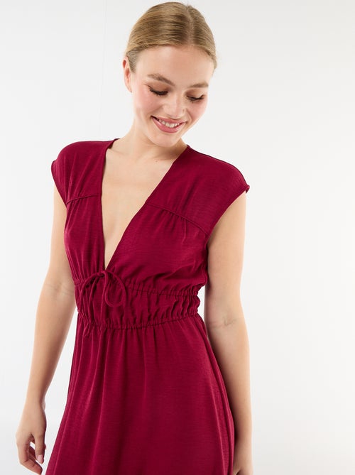 Mouwloze lange jurk met knoop - Kiabi