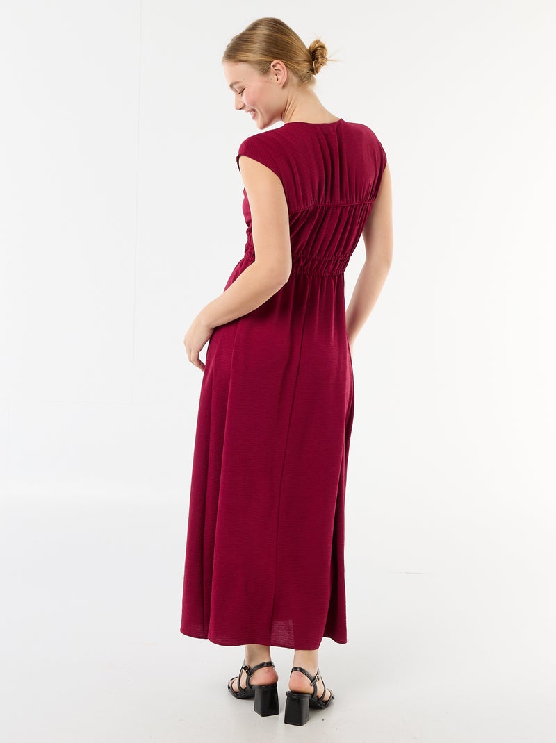 Mouwloze lange jurk met knoop Rood - Kiabi