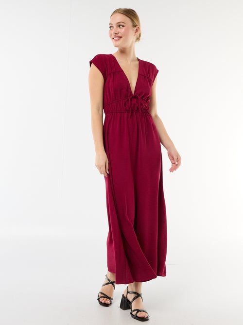 Mouwloze lange jurk met knoop - Kiabi