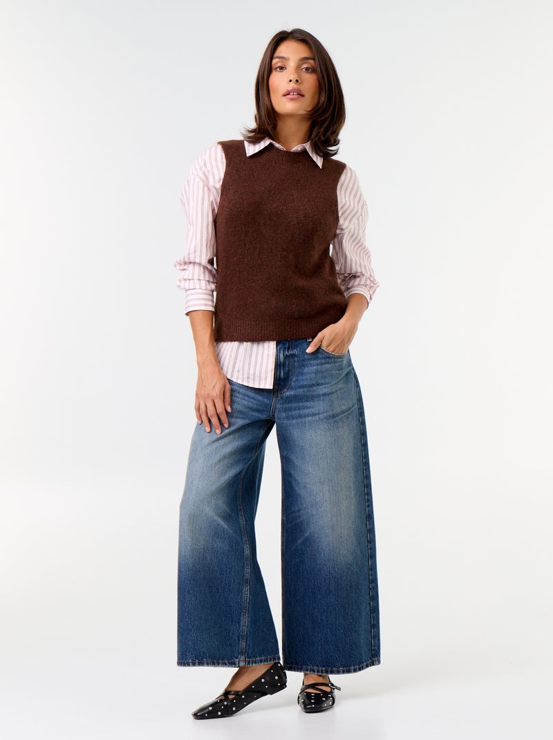 Mouwloze mohair trui Bruin - Kiabi