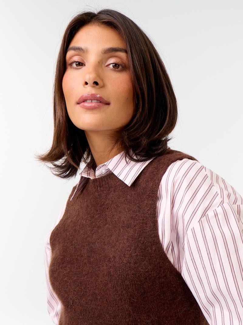 Mouwloze mohair trui Bruin - Kiabi