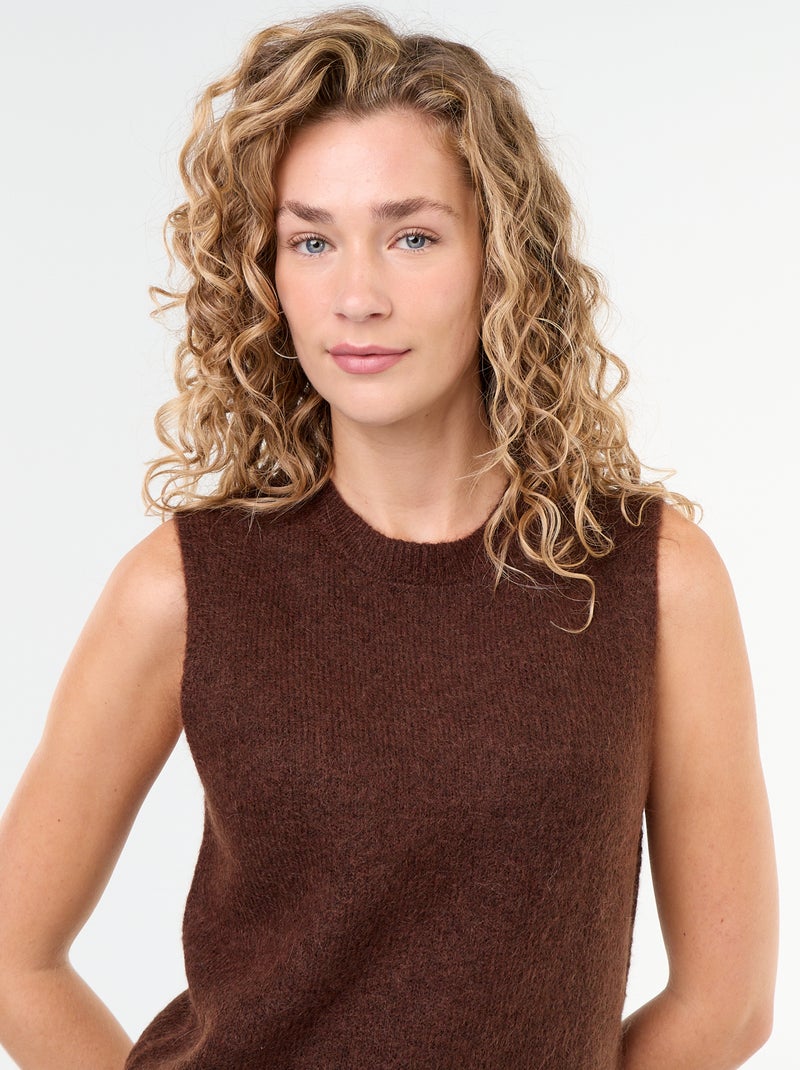 Mouwloze mohair trui Bruin - Kiabi