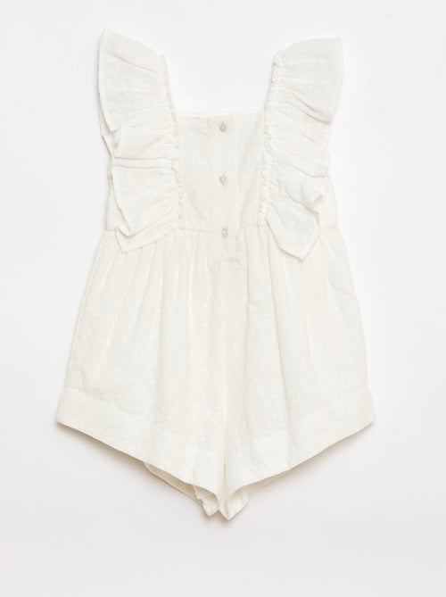 Mouwloze playsuit van broderie anglaise met volants - Kiabi