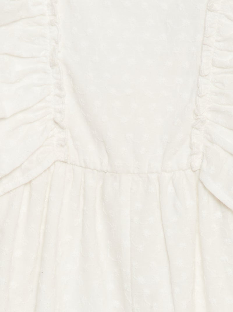Mouwloze playsuit van broderie anglaise met volants Biege - Kiabi