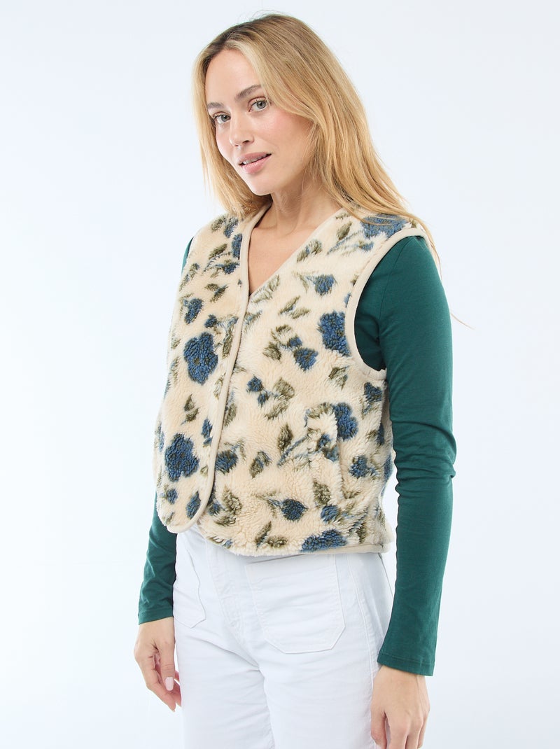 Mouwloze sherpa bodywarmer Biege - Kiabi