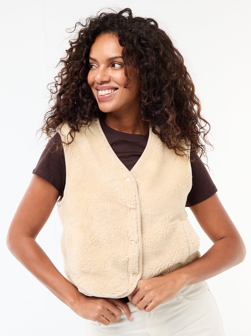 Mouwloze sherpa bodywarmer Biege - Kiabi