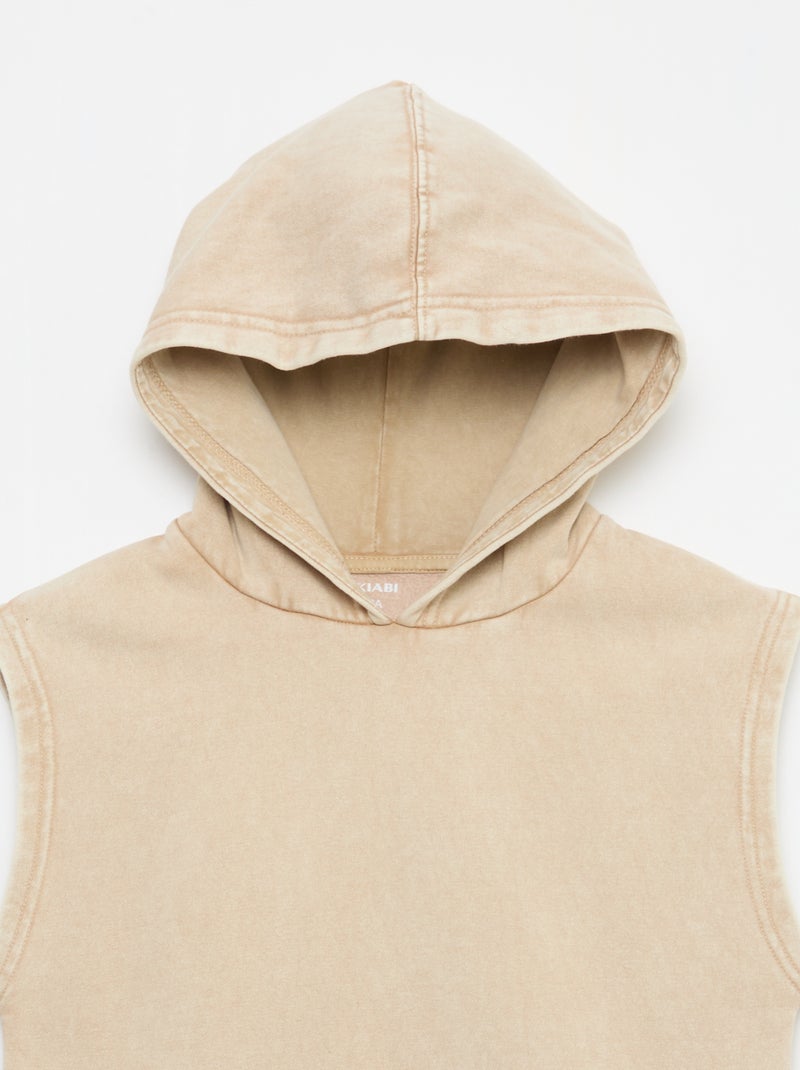Mouwloze sweater met kap Biege - Kiabi