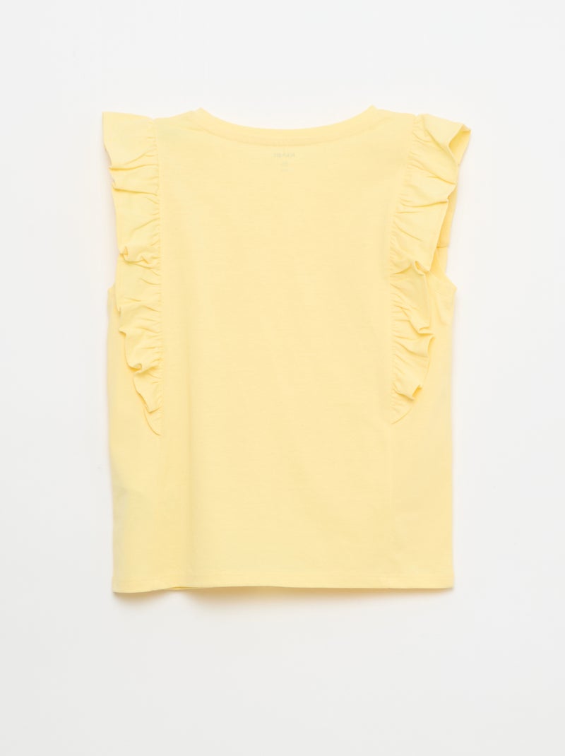 Mouwloze T-shirt met volants Geel - Kiabi