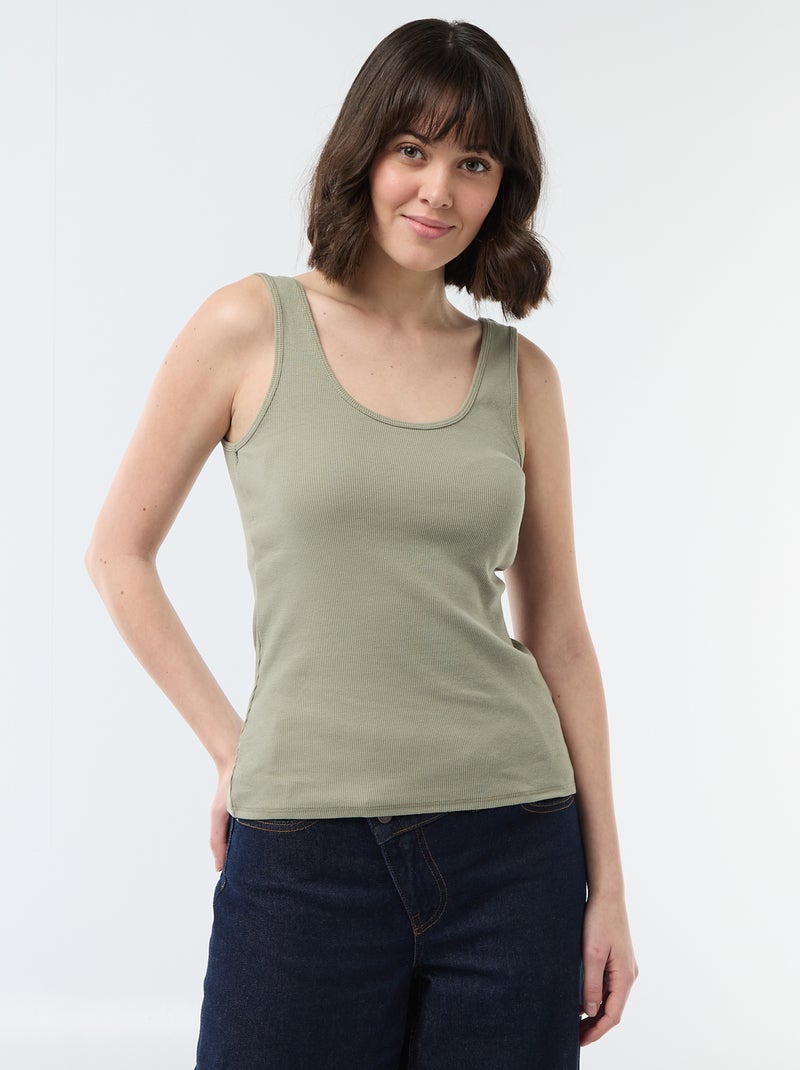 Mouwloze top Kaki - Kiabi