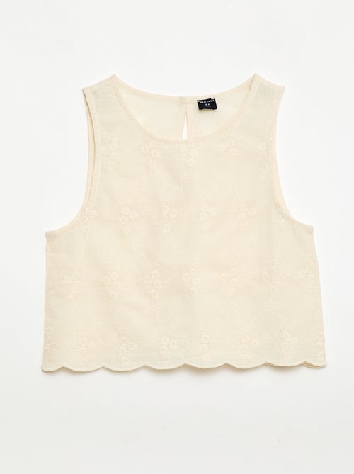 Mouwloze top met all-over borduursels - Kiabi