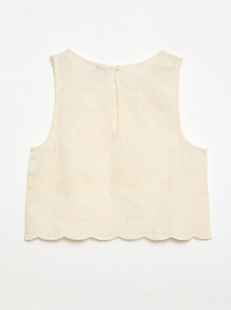 Mouwloze top met all-over borduursels Wit - Kiabi