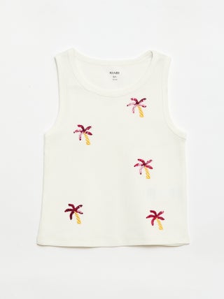 Mouwloze top met fantasieborduursels