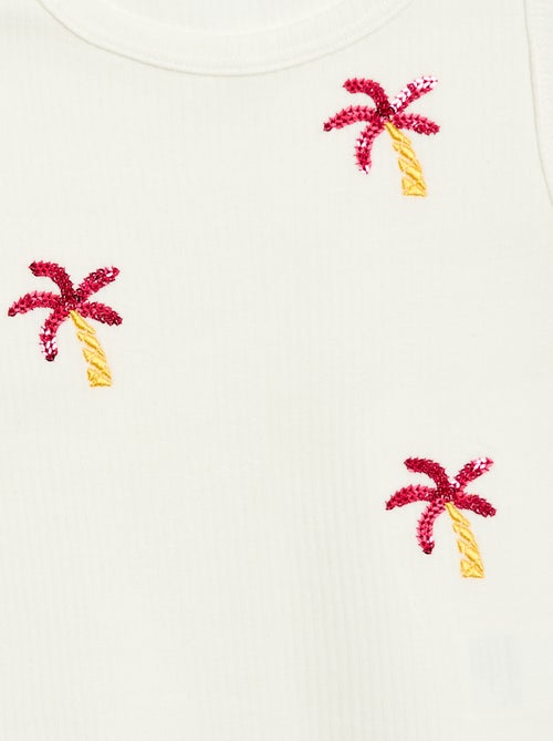 Mouwloze top met fantasieborduursels - Kiabi