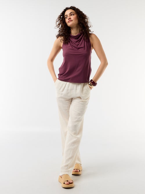 Mouwloze top met gedrapeerde halslijn - Kiabi