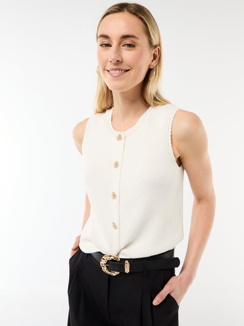 Mouwloze top met goudkleurige knopen - Kiabi