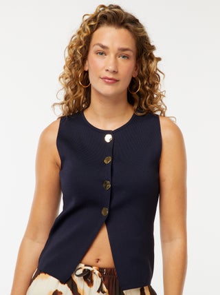 Mouwloze top met goudkleurige knopen