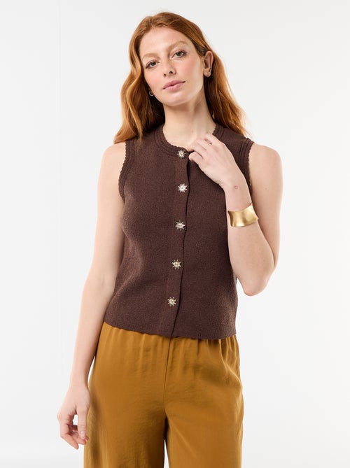 Mouwloze top met goudkleurige knopen - Kiabi